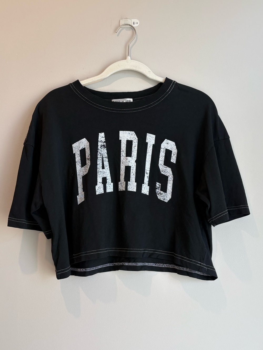 Buckle Fitz + Eddi Black PARIS Cropped Graphic Tee - Women